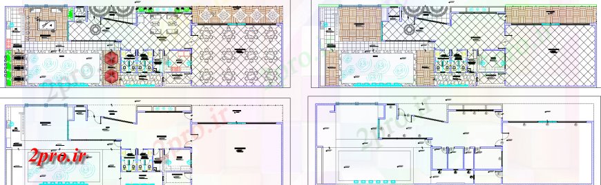 دانلود نقشه هایپر مارکت - مرکز خرید - فروشگاه طرحی کافه با یک شرح از 12 در 38 متر (کد133646)