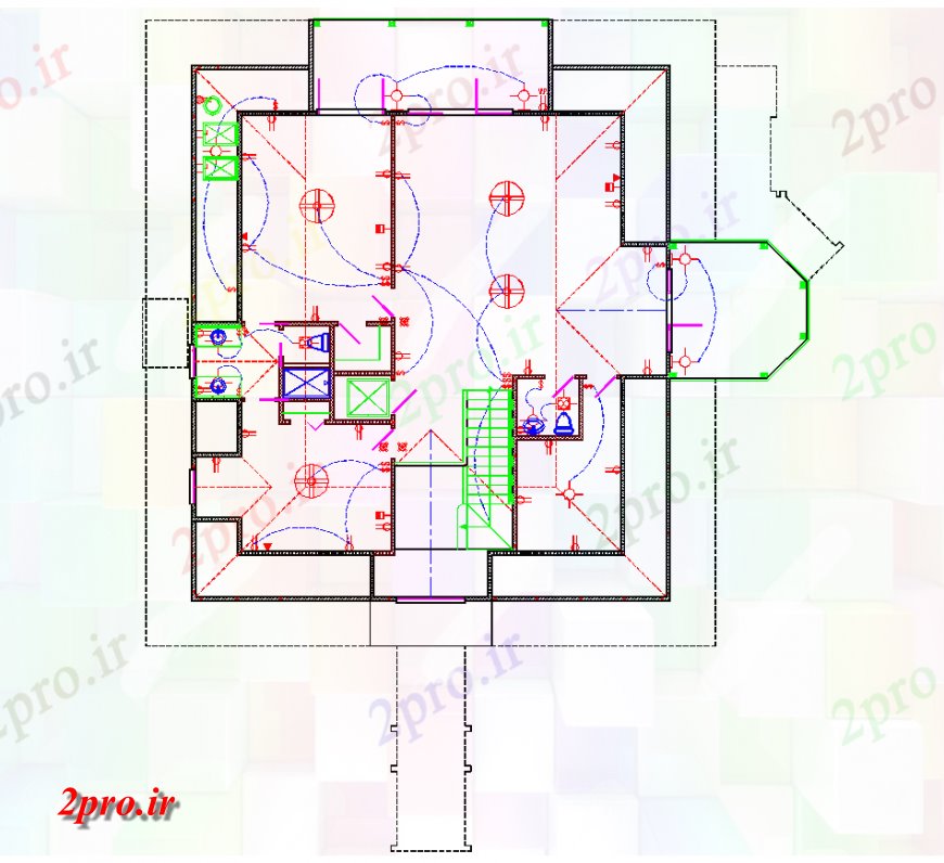 دانلود نقشه طراحی داخلی طراحی الکتریکی با جزئیات 12 در 14 متر (کد133664)