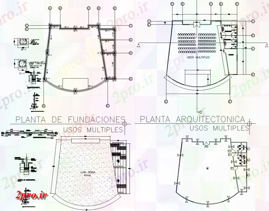 دانلود نقشه طراحی جزئیات ساختار طرحی ساختاری طرحی با یک با شرح و 32 در 51 متر (کد133675)