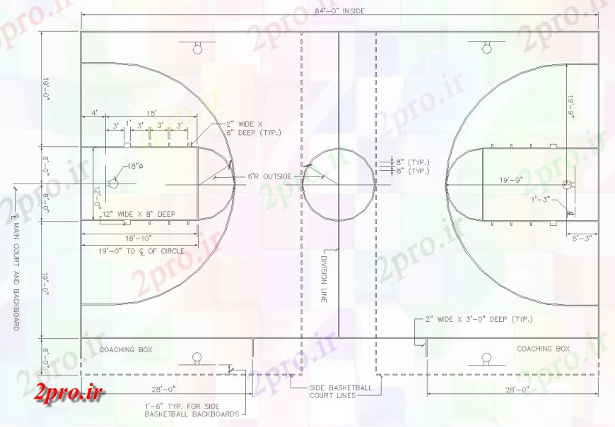 دانلود نقشه ورزشگاه ، سالن ورزش ، باشگاه طرحی ورزشی جزئیات 15 در 25 متر (کد133692)