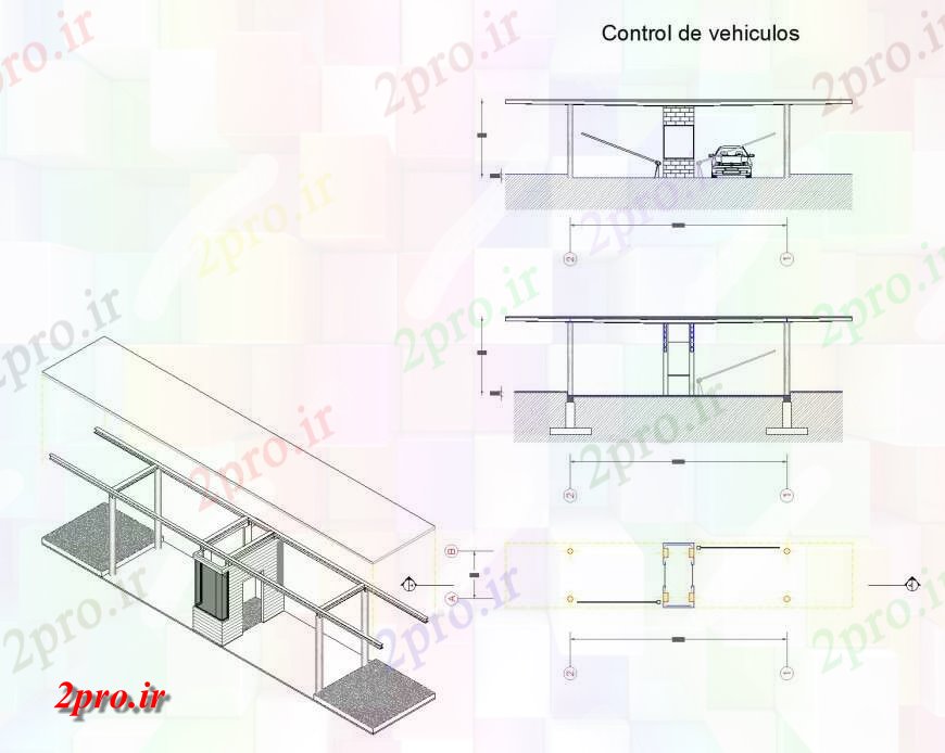 دانلود نقشه بلوک وسایل نقلیه طرحی کنترل خودرو و نما  چیدمان (کد133715)