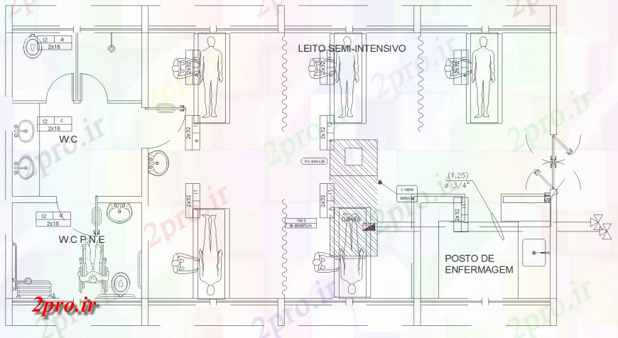 دانلود نقشه بیمارستان - درمانگاه - کلینیک طرحی کلینیک جزئیات 12 در 24 متر (کد133728)