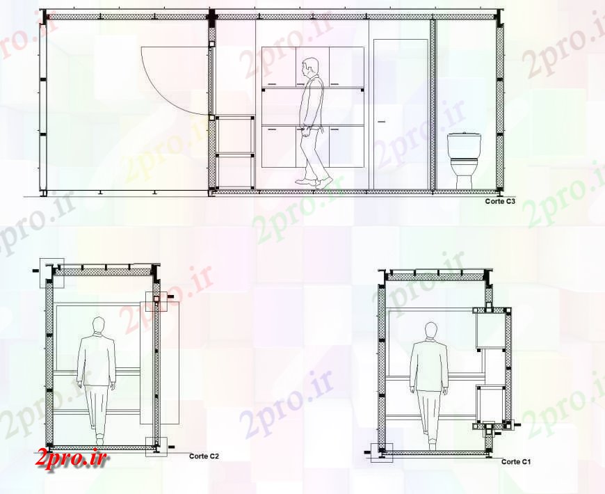 دانلود نقشه مسکونی  ، ویلایی ، آپارتمان  بخش های از داخل کابین طرحی  چیدمان (کد133731)