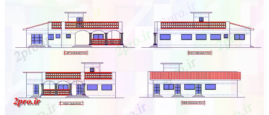 دانلود نقشه مسکونی  ، ویلایی ، آپارتمان  نمای طراحی پروژه ویلایی (کد133756)