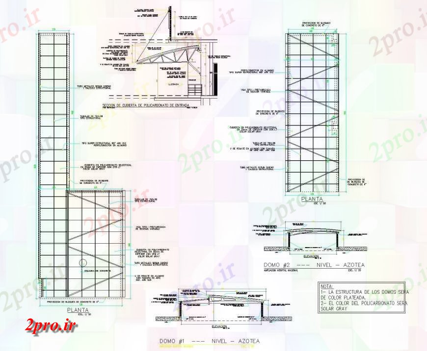 دانلود نقشه طراحی جزئیات تقویت کننده سقف اسکلت فلزی   (کد133772)