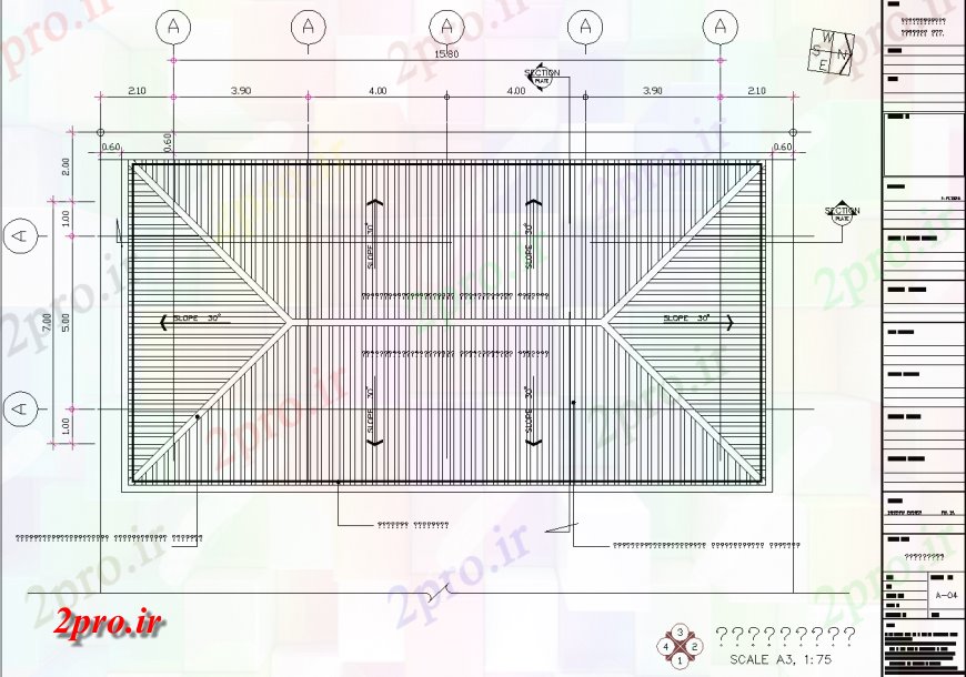 دانلود نقشه مسکونی ، ویلایی ، آپارتمان خانه سقف طرحی و جزئیات 7 در 12 متر (کد133780)