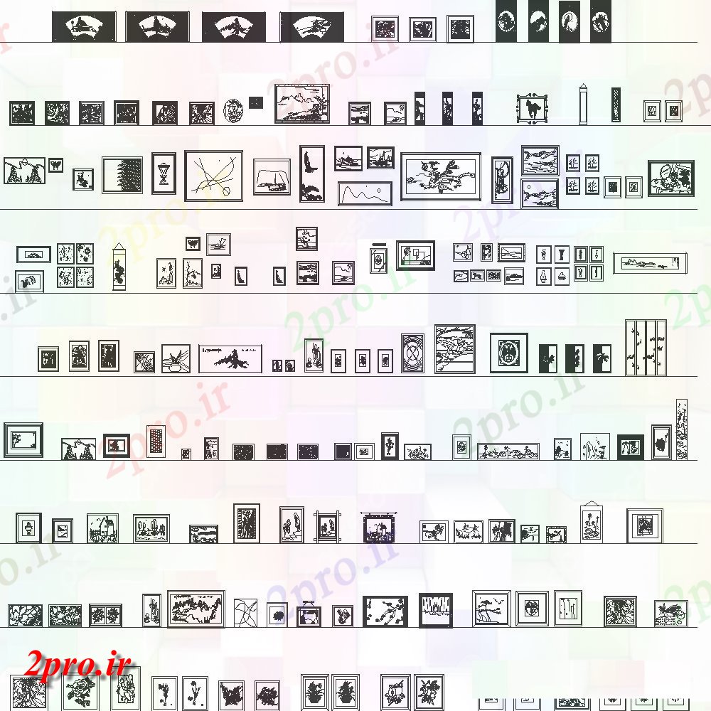 دانلود نقشه بلوک ، آرام ، نماد قاب عکس انواع مختلف اندازه و شکل   (کد133822)