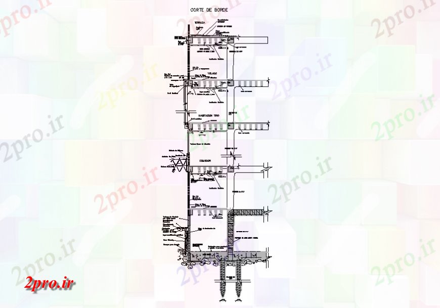 دانلود نقشه طراحی جزئیات ساختار برش جزئیات لبه  (کد133845)