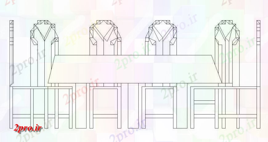 دانلود نقشه بلوک مبلمان آخرین طراحی یک میز ناهار خوری با صندلی  (کد133850)