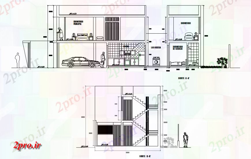 دانلود نقشه مسکونی  ، ویلایی ، آپارتمان  ویلایی داخلی مقطعی جزئیات (کد133908)