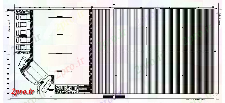 دانلود نقشه ساختمان اداری - تجاری - صنعتی پارکینگ اتومبیل (کد133913)