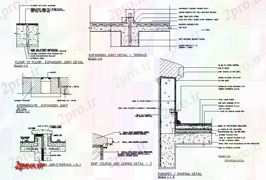 دانلود نقشه طراحی جزئیات ساختار طبقه به گسترش طبقه جزئیات مشترک (کد133939)