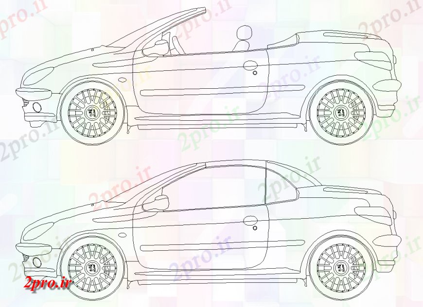 دانلود نقشه بلوک وسایل نقلیه گسترش و طراحی خودرو نزدیک با  نما آن (کد133948)