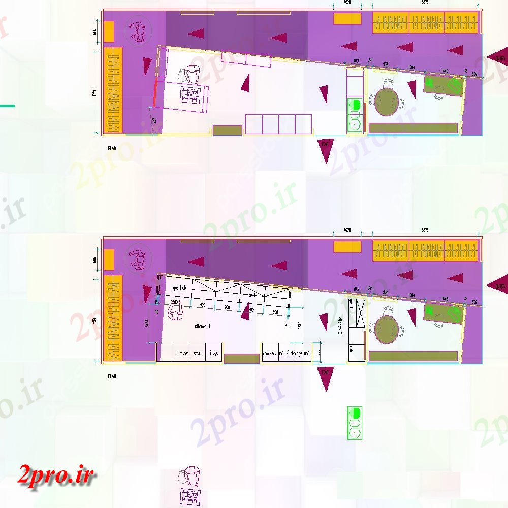 دانلود نقشه هایپر مارکت - مرکز خرید - فروشگاه طرحی مرکز خرید با مساحت غرفه 4 در 14 متر (کد133957)