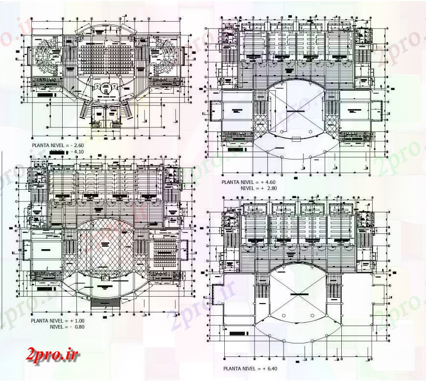 دانلود نقشه کارخانه صنعتی ، کارگاه برنامه ریزی Universitary 32 در 42 متر (کد133969)