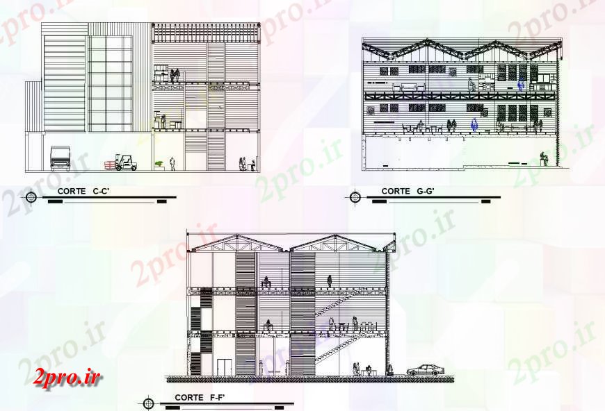 دانلود نقشه هایپر مارکت - مرکز خرید - فروشگاه بخش اتاق نشان می دهد 49 در 51 متر (کد133980)