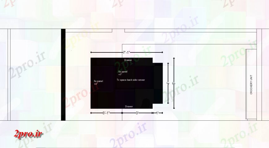 دانلود نقشه طراحی و مبلمان اتاقطرحی کابینت با طراحی مبلمان (کد134014)