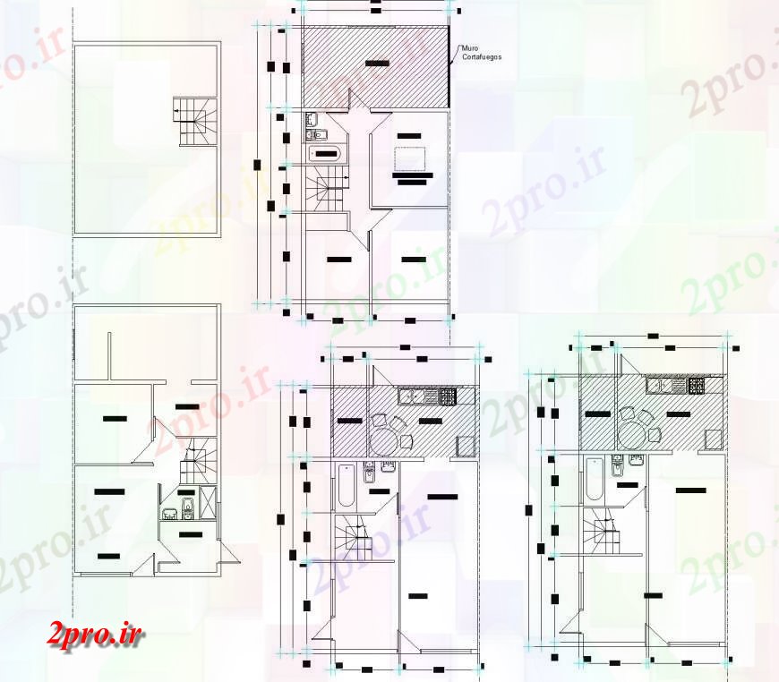 دانلود نقشه مسکونی  ، ویلایی ، آپارتمان  زمین و تراس یکی مسکن  چیدمان (کد134020)