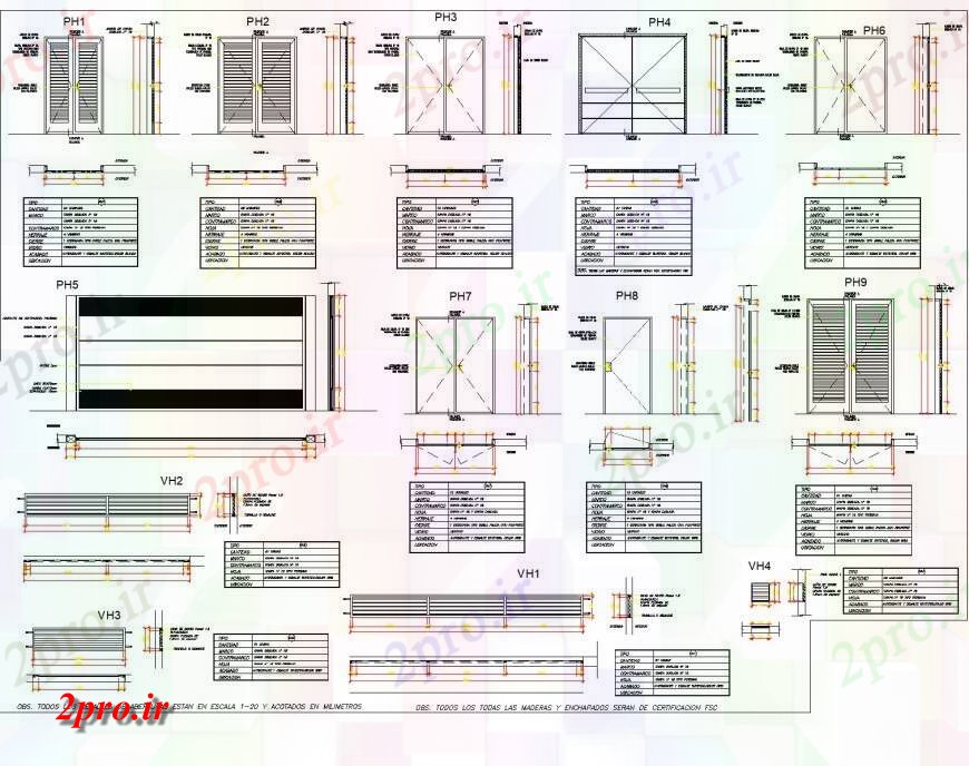 دانلود نقشه جزئیات طراحی در و پنجره  سایه زنی درب طرحی جزئیات (کد134026)