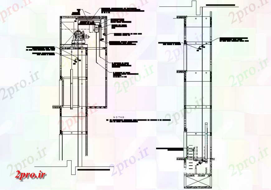 دانلود نقشه طراحی جزئیات ساختار آسانسور طراحی آسانسور جزئیات مقطعی (کد134051)