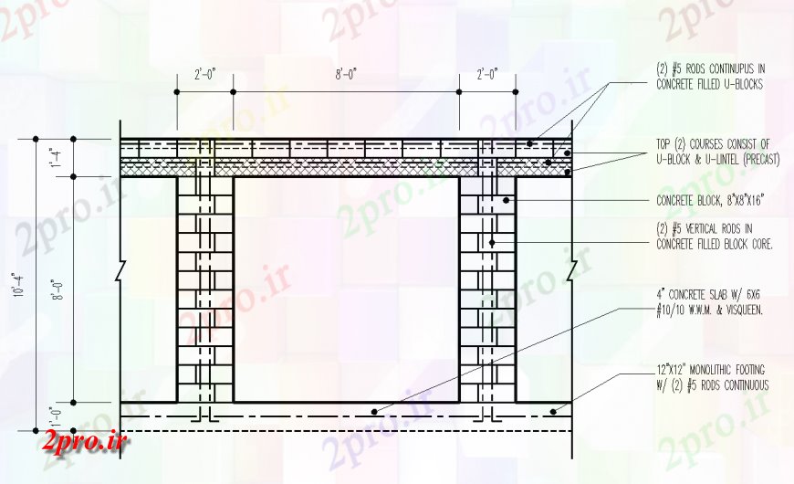 دانلود نقشه طراحی اتوکد پایه دیوار آوردن جزئیات در نما با طراحی ساخت و ساز (کد134075)