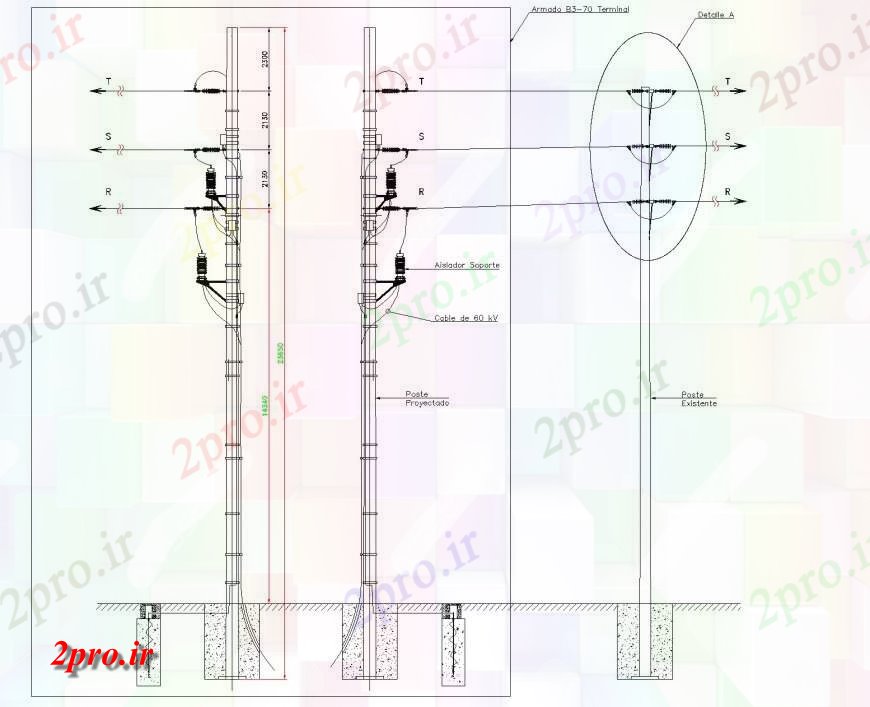 دانلود نقشه ساختمان اداری - تجاری - صنعتی اسپلایس armedlt 60 KV  بخش  (کد134095)