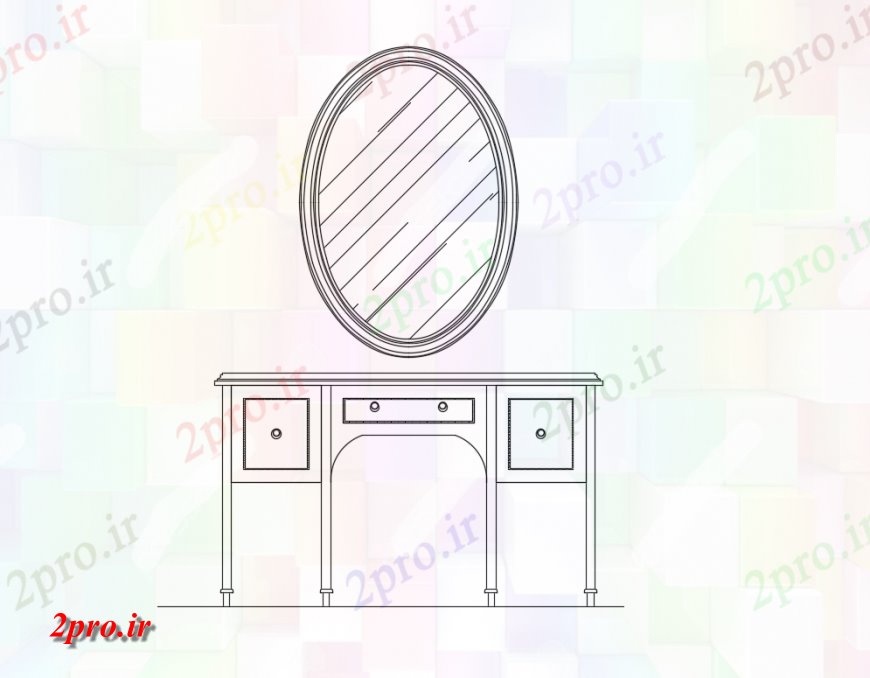 دانلود نقشه بلوک مبلمان کنسول جدول درب جلو   (کد134124)