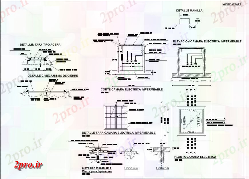 دانلود نقشه ساختمان اداری - تجاری - صنعتی دوربین های الکتریکی زیر terrneaim جزئیات نفوذ (کد134133)