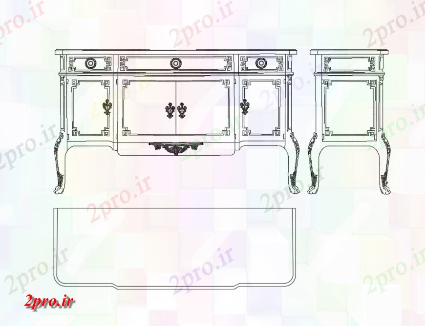 دانلود نقشه بلوک مبلمان قاره طولانی کابینت چوبی بلوک های  جزئیات (کد134151)