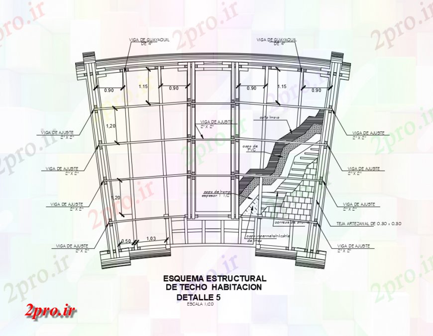 دانلود نقشه طراحی جزئیات ساختار سقف اتاق ساختاری  ساخت و ساز طراحی جزئیات (کد134158)