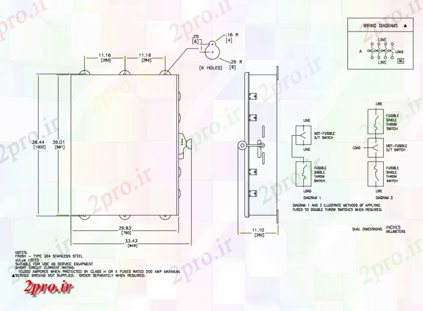 دانلود نقشه برق کشی ، اتصالات سوئیچ دو شات MCA اتصالات الکتریکی  طراحی جزئیات (کد134171)