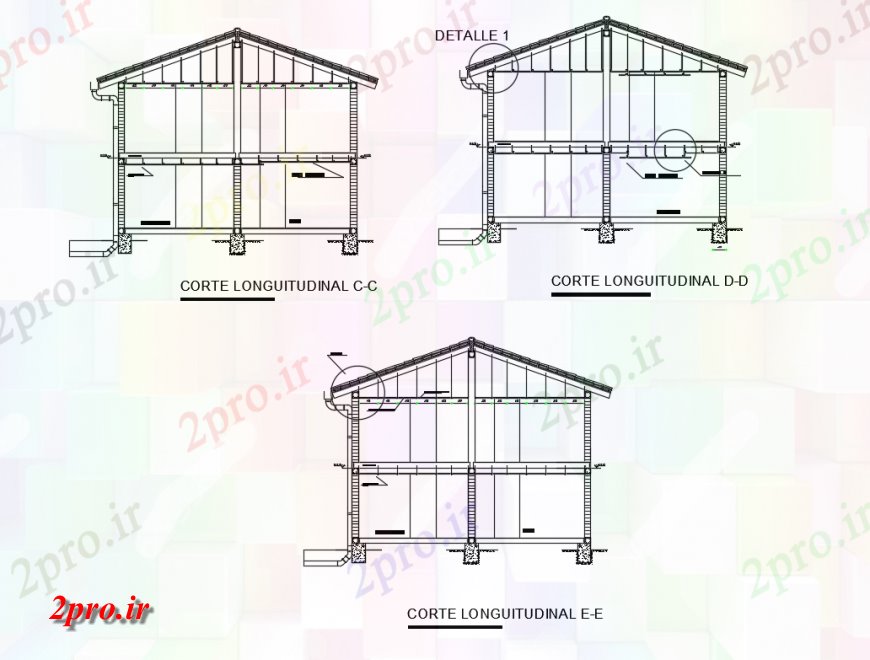 دانلود نقشه طراحی جزئیات ساختار سقف همه طرف در سازنده مقطعی با کاشی (کد134216)