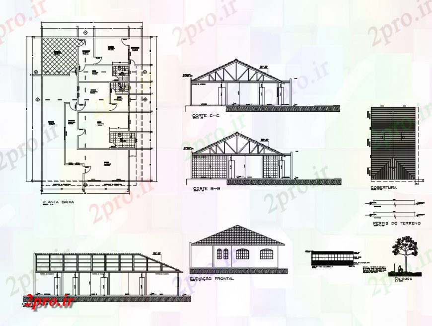 دانلود نقشه مسکونی ، ویلایی ، آپارتمان Adobe نما خانه، بخش و طراحی های 12 در 17 متر (کد134223)