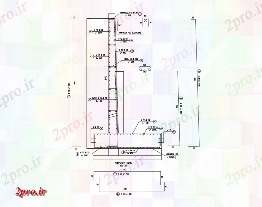 دانلود نقشه طراحی جزئیات ساختار ساخت و ساز خانه اتاق دیوار حائل جزئیات (کد134256)