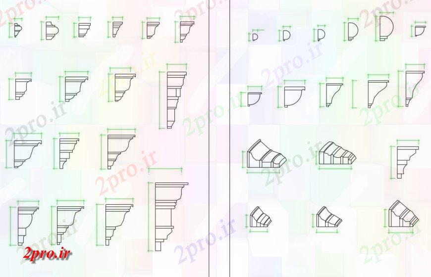 دانلود نقشه بلوک مبلمان نوار معماری  جزئیات (کد134271)