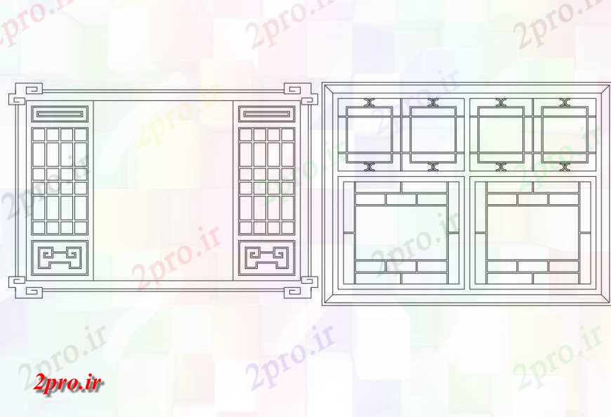 دانلود نقشه جزئیات طراحی در و پنجره  طراحی معماری چوبی پنجره جزئیات (کد134281)
