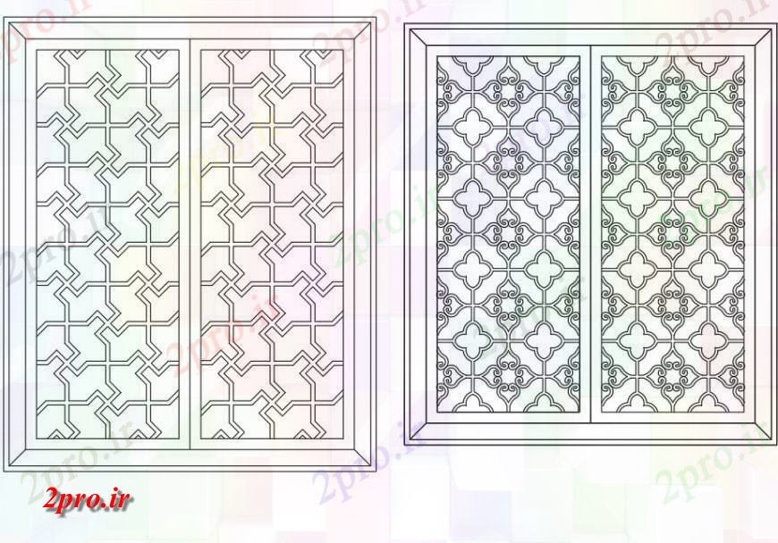 دانلود نقشه جزئیات طراحی در و پنجره  طراحی گل طراحی های چوبی جزئیات (کد134289)
