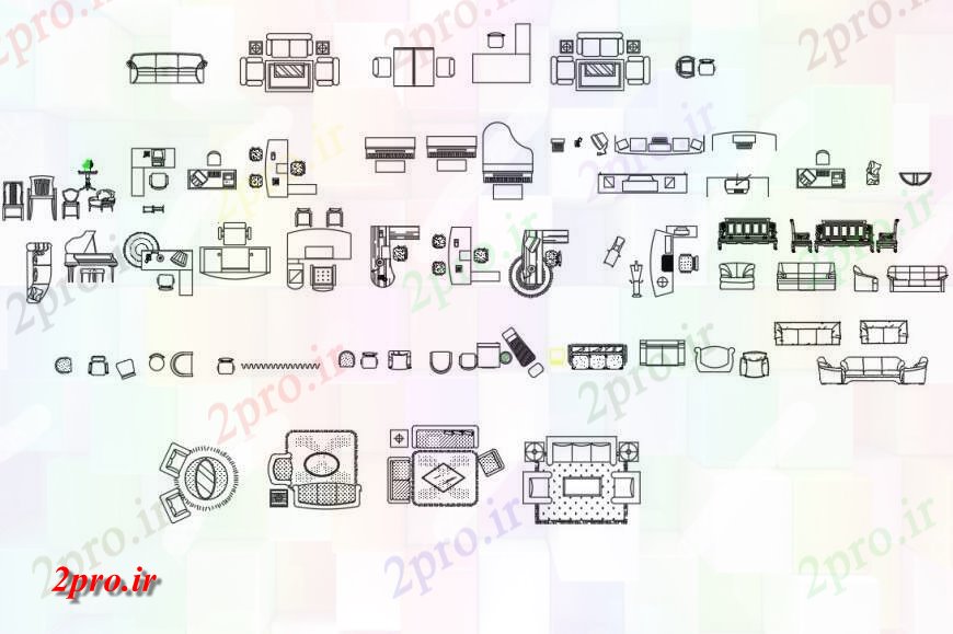 دانلود نقشه بلوک مبلمان مبلمان  جزئیات (کد134307)