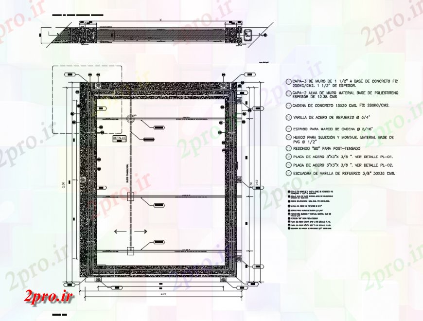 دانلود نقشه طراحی جزئیات ساختار دیوارهای پیش ساخته بر اساس 2 لایه از بتن و پلی ایرن هسته جزئیات  (کد134321)