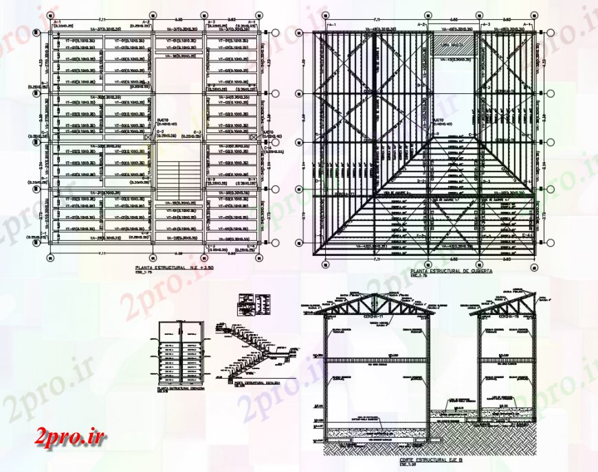 دانلود نقشه مسکونی ، ویلایی ، آپارتمان جزئیات مقطعی خانه ای با سقف و ساخت و ساز راه پله جزئیات 19 در 20 متر (کد134336)