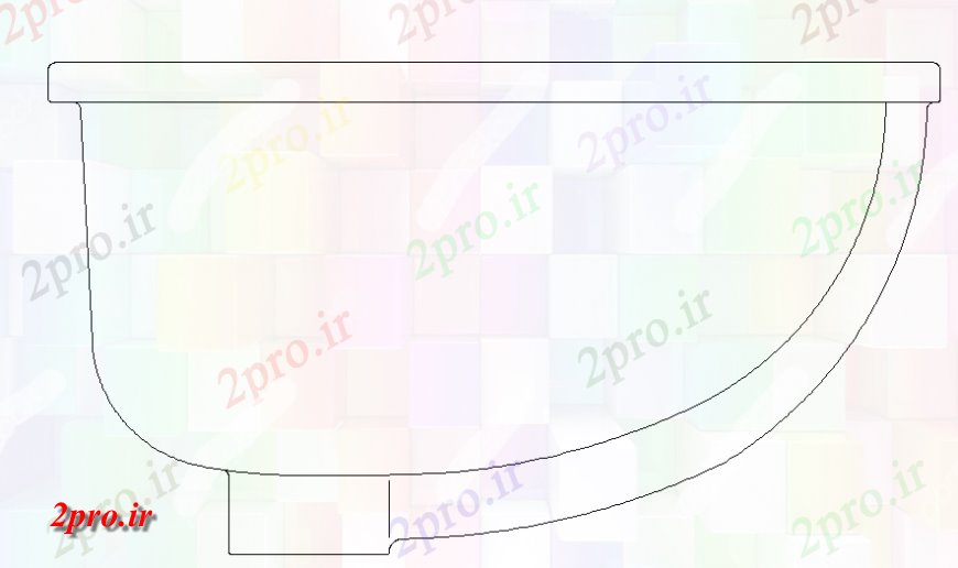 دانلود نقشه بلوک های بهداشتی نیم دایره طراحی سینک شستشو حوضه در  (کد134374)