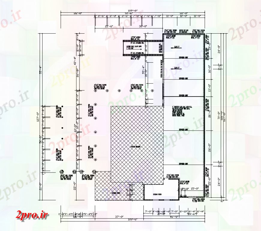 دانلود نقشه کارخانه صنعتی  ، کارگاه طرحی با سایه های صنعتی  برای طراحی معماری (کد134430)