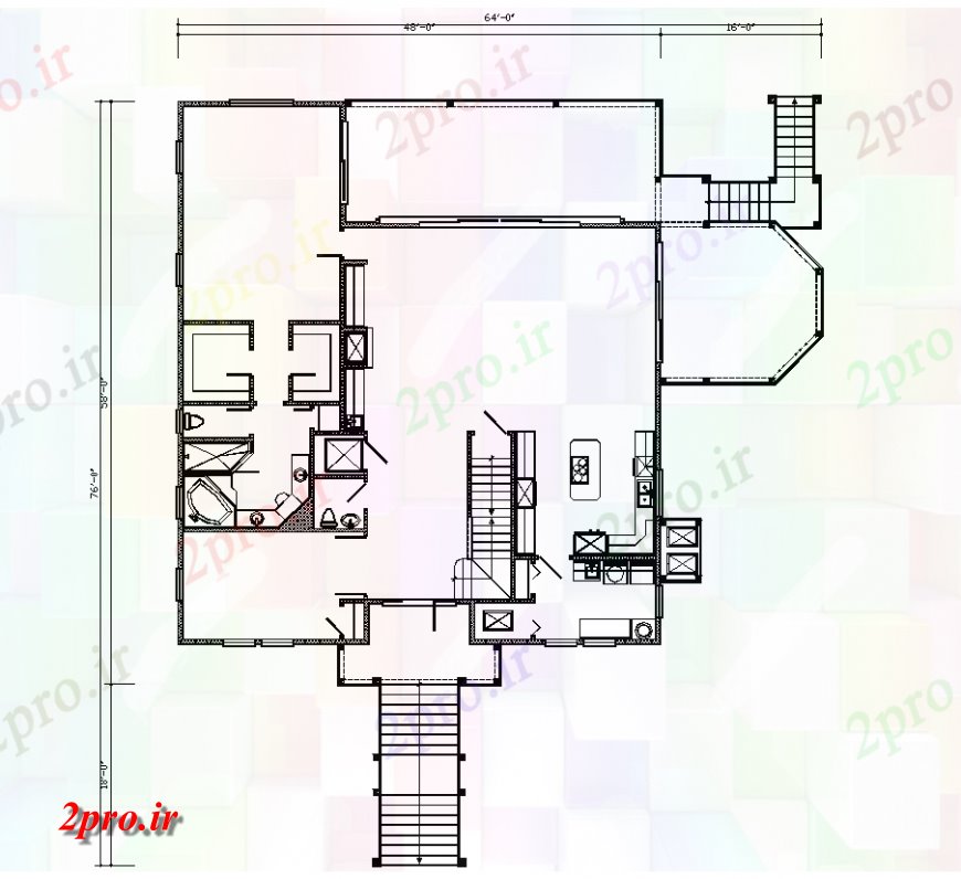 دانلود نقشه مسکونی  ، ویلایی ، آپارتمان  خانه طراحی با جزئیات معماری (کد134435)