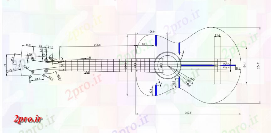 دانلود نقشه بلوک حیوانات گیتار instruement موسیقی جزئیات (کد134439)