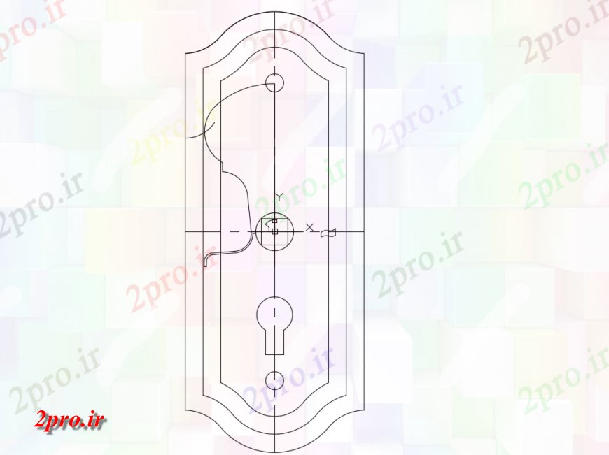 دانلود نقشه بلوک ، آرام ، نماد درب جلو دستگیره جزئیات (کد134444)