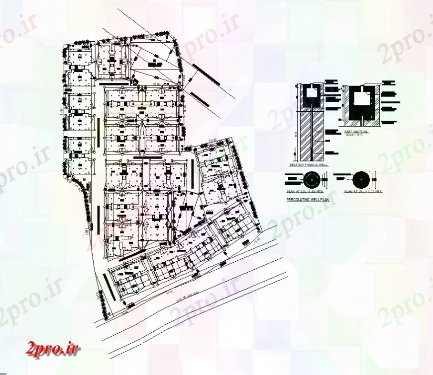 دانلود نقشه مسکونی  ، ویلایی ، آپارتمان  طرحی سایت منطقه مسکونی با طرحی معماری (کد134460)