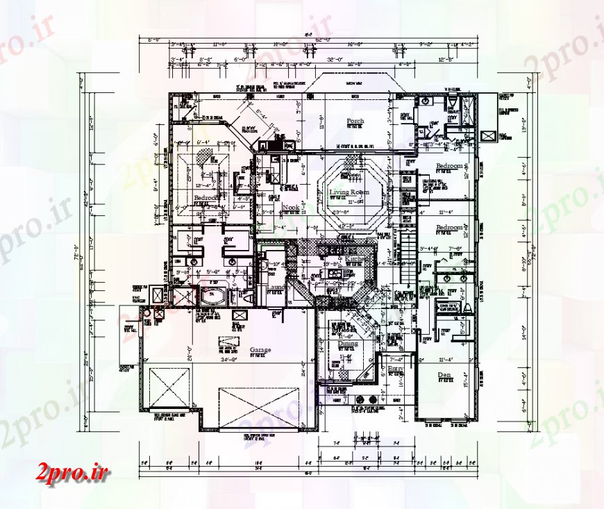 دانلود نقشه مسکونی ، ویلایی ، آپارتمان FLR 1 طرحی منطقه مسکونی جزئیات معماری 19 در 19 متر (کد134481)