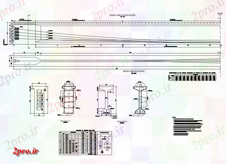 دانلود نقشه طراحی جزئیات ساختار پرتو نما، بخش، برنامه ریزی و ساختار جزئیات (کد134485)