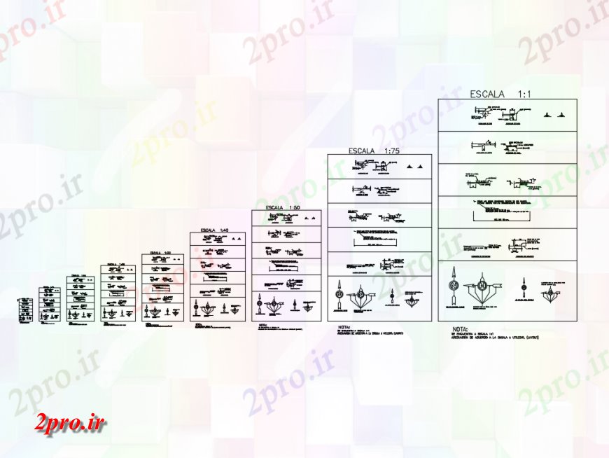 دانلود نقشه طراحی جزئیات ساختار بلوک از محور طراحی، سطح، کاهش از ساختار دیواره جزئیات (کد134495)