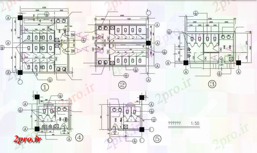 دانلود نقشه حمام مستر توالت طرحی سالن  جزئیات (کد134500)